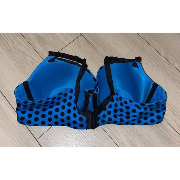 Cacique Lane Bryant Padded Bra Underwire Polka Dot Lace Trim Womens 42C Blue - Picture 4 of 6